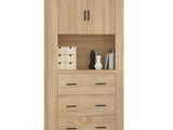 an image of a wooden cabinet with drawers and drawers