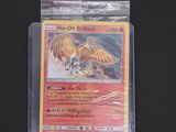 a close up of a pokemon card in a plastic bag