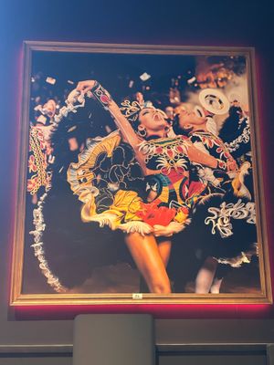a picture of a woman that is on the wall
