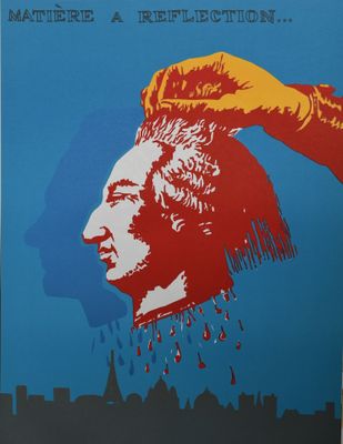 a poster of a man with a mohawk on his head