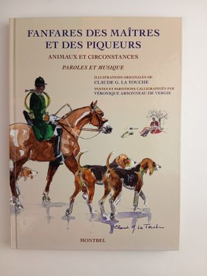 un livre sur lequel figure l'image d'un homme à cheval accompagné de deux chiens