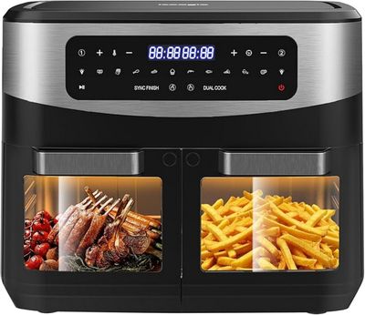 une photo d'une friteuse à air chaud électrique contenant des frites