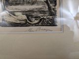 a black and white drawing of a woman sitting on a bench