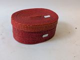 red wicker round box with lid