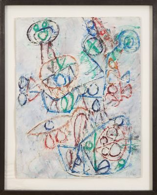 Pierre Clerc (1923-1984) Composition Huile sur papier signé …
