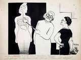 drawing of a man and a woman standing in front of a black and white drawing of a man and a woman standing in front of a black and white drawing of