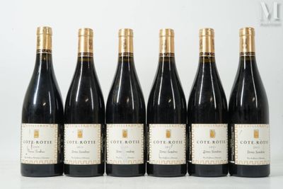 six bouteilles de vin sont alignées dans une rangée