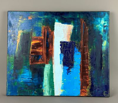 L. GREO. 14,11,09 "Royal Blue", Technique mixte sur toile (c…