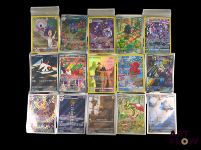 a lot of different pokemon cards on the table