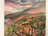 an image of a watercolor painting of a mountain range