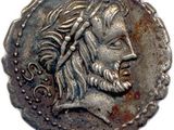 une pièce d'argent à l'effigie d'un homme aux cheveux longs