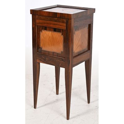an image of a small wooden table with a drawer on it