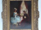un tableau représentant une femme et un homme assis à une table