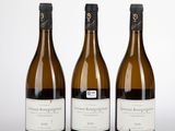 trois bouteilles de vin sont posées côte à côte sur une surface blanche