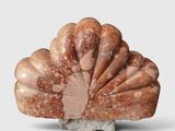 sculpture of a shell on a rock on a white background