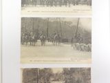 four pictures of horses and riders on the street
