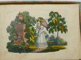 painting of a woman in a white dress holding a parasol