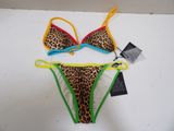 leopard print bikini set with neon trims