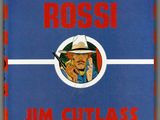 a blue and red book with a picture of a man in a cowboy hat