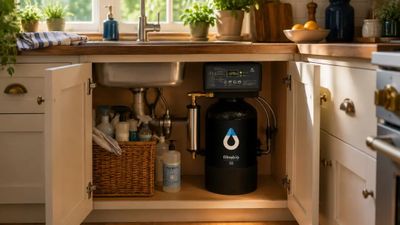 a kitchen with a sink and a coffee maker in it