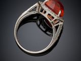 an art deco garnetite and diamond ring