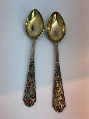 307. Réunion de 2 cuillères en argent et vermeil, Léningrad,…