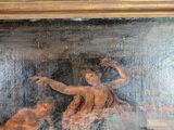 a painting on the wall of a room with a painting of a man and a woman