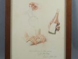 painting of a woman holding a bottle of wine and a man holding a bottle of wine