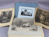 three old books with pictures of a mountain scene on them