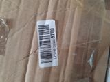 a brown paper bag with a barcode on it