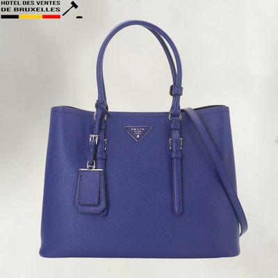 prada blue leather tote bag