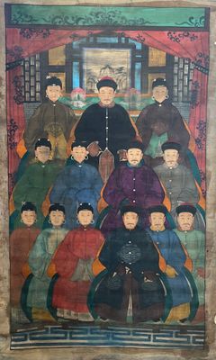 an image of a painting of a group of people on a wall