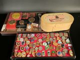 a wooden box filled with lots of different items