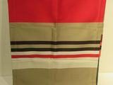 an image of a chair with a red, brown, and black striped seat