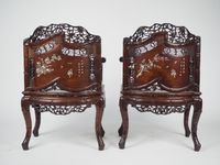 Paire de fauteuils XIXème Chine du Sud en bois exotique ajou… (photo 2)