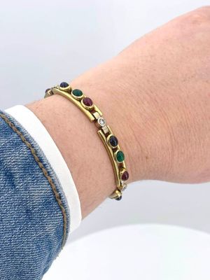 Bracelet en or jaune 750 °/°°° (18K) à maillons larges recta… - Photo 1
