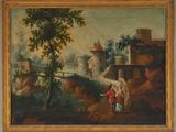 an image of a painting of a man and a woman by a river