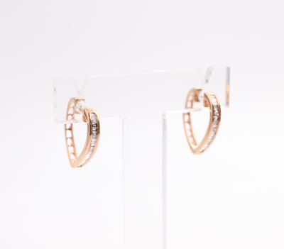 rose gold plated hoop earrings with black and white diamonds