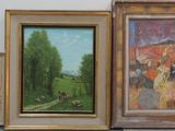 trois tableaux accrochés côte à côte au mur