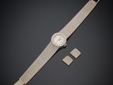 an 18k white gold watch and bracelet set