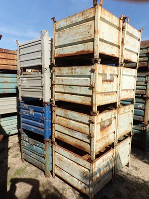 a stack of crates that are stacked on top of each other