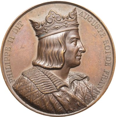 une image représentant une médaille de bronze sur laquelle figure un homme coiffé d'une couronne