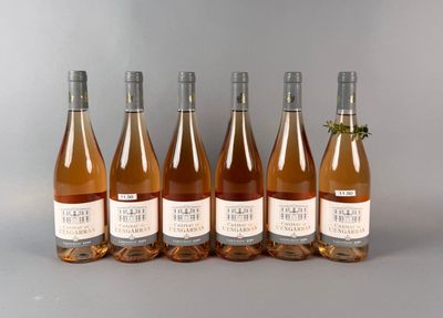 six bouteilles de vin sont alignées dans une rangée