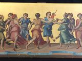 an old picture of a painting of a group of women dancing
