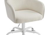 the office chair is white and has wheels on it