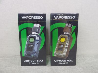 deux boîtes de vaporisateurs Vaporesso posées sur une surface blanche