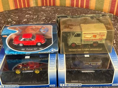 Lot de 4 modeles réduits dont Solido 1:43, Panhard 24CT roug…