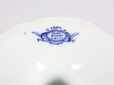 a blue and white plate with a blue and white design on it