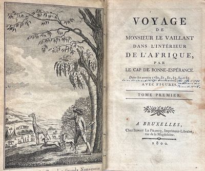 an old book with a picture of a man and a dog