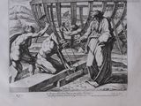an old book with a picture of a man and a woman working on a boat
